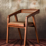 北欧 美式乡村风格扶手椅 家用餐椅休闲复古实木餐厅咖啡厅椅子