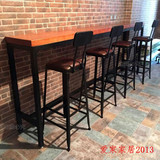 美式吧台桌铁艺复古实木酒吧桌咖啡桌椅家用靠窗长条桌吧台包邮