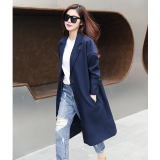 2016韩国春装新款韩版修身显瘦西装单排扣中长款风衣女外套过膝潮