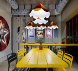 创意设计餐厅实木铁艺桌椅凳子 咖啡厅奶茶饭店 个性彩色组合定制