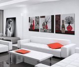 客厅装饰画简欧油画三幅无框沙发后背景墙壁画办公室挂画现代家居