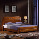 榆木床1.5米1.8米全实木床主卧婚床中式大床双人床储物高箱气压床