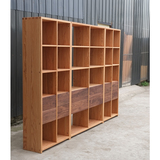 橡木书架 定制原木黑胡桃木满墙现代简约书架 整体榫卯文艺书柜