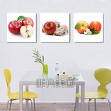 苹果 餐厅现代简约装饰画三联壁画 清新水果挂画无框画水果店版画