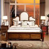 美式乡村复古全实木布艺床 1.5 1.8米双人床简美卧室软包布艺婚床