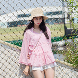 韩版夏装学院风百搭宽松女装新款衬衫九分袖上衣 纯色棉V领娃娃衫