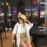 夏装韩版新款学院风百搭学生女装纯色连帽中长款宽松外套防晒衫潮