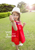 【Yumi】韩国正品童装代购夏季新款小红裙露肩款连衣裙女童纯棉料