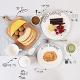 西欧GoodMorning字母早餐蛋糕水果甜品牛排平盘菜盘碟子陶瓷餐具