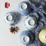 日本进口手绘青花小饭碗 日式和风创意釉下彩碗家用高温米饭碗
