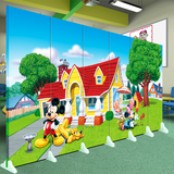 可爱卡通儿童房实木屏风隔断时尚幼儿园教室音乐厅移动墙创意折屏
