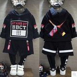 包邮韩版儿童2016春季运动卫衣男童套装中小童卡通T恤假两件裤子
