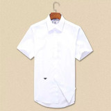 经典刺绣小蜜蜂衬衫男 纯棉修身大码衬衣婚礼新郎白色短袖衬衫