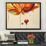 抽象装饰画 简约现代客厅沙发背景墙画单幅玄关艺术黄色花卉挂画