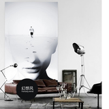 黑白挂画巨幅客厅走廊过道背景墙画北欧现代简约超现实主义装饰画