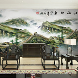 中式电视背景墙纸 客厅卧室沙发书房无缝壁画 大型墙布江山如画