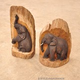 泰国特色进口手工实木雕刻象摆件东南亚装饰工艺品木雕大象摆设