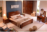 现货厚重款橡木简约现代中式家具1.8米纯实木床双人储物高箱大床