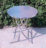 防锈折叠圆桌 小型餐桌 易携带阳台铝脚桌 不锈钢面多用吃饭圆桌