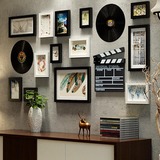 装饰画现代简约唱片挂画 书房壁画组合 客厅沙发背景墙实木有框画