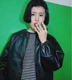 2016春装新款小皮衣黑色大码短款韩版修身机车pu皮衣女装夹克外套
