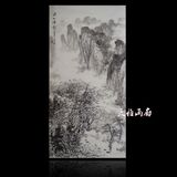 中国画水墨画宣纸画芯 山水画四尺条幅挂轴竖幅黑白纯手工画手绘