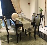 欧式餐桌椅组合 新古典布艺餐桌椅 简约西餐桌实木餐台 圆桌定制