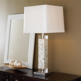 美式乡村创意复古白色贝壳布艺艺术台灯创意床头卧室客厅水晶台灯