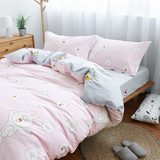 布朗熊和可妮兔全棉纯棉卡通儿童LINE三四件套床上用品床单被套