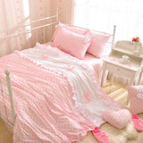 波点公主床品韩国可爱粉色宿舍单双人床儿童床上用品三四件套纯棉