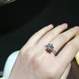 六爪仿真钻戒1克拉情侣对戒纯银结婚刻字日韩生日高碳钻石戒指女