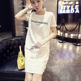 孕妇短袖T恤 2016韩版时尚新款字母印花纯色T恤女装孕妇连衣裙潮