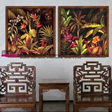 东南亚风格植物纯手绘装饰画有框画家居客厅玄关挂画酒店壁画实拍