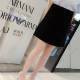 2016夏款韩版高腰OL职业西装料子显瘦黑色a字半身裙短裙工装伞裙