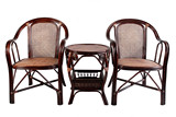 天然真藤藤椅茶几三件套休闲阳台老式中式靠背家庭椅子三件套特价
