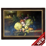 三色画里 纯手绘静物水果有框带框名画欧式油画餐厅装饰画水果