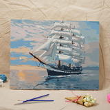 远东数字油画一帆风顺DIY填色大海帆船风景航海凯旋归来装饰画