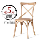 美式餐椅实木椅子做旧简约现代背叉椅美式乡村复古餐厅休闲