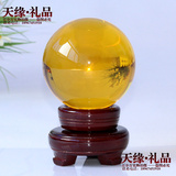 特价透明黄水晶球K9人造水晶球招财风水球摆件转运球魔术球摄影球