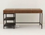 美式乡村loft工业风格家具做旧铁艺书桌办公桌咖啡桌实木餐桌