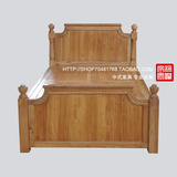 欧式复古公主床 1.2米纯实木老榆木单人床 高箱带储物抽屉可定做