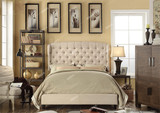 现货布艺床双人床1.8米1.5米婚床美式法式床新古典简约现代拉扣床