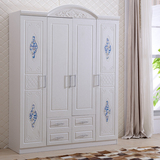 艾特欧式衣柜卧室法式衣橱四门 木质板式白色整体三门大衣柜9026