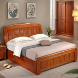 现代简约实木床1.8米双人床卧室1.5米高箱储物床中式宜家婚床家具