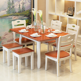 现代简约实木餐桌原木餐桌椅组合可伸缩折叠饭桌小户型正方形桌子