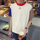夏季个性学生半袖韩版中袖t恤男青少年男生短袖T恤日系潮牌小衫男
