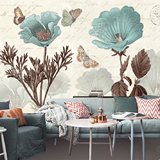 复古欧式艺术手绘花卉壁纸沙发卧室电视背景墙纸抽象大型壁画墙布