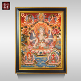 西藏唐卡画手工描金佛像佛教挂画现代中式装饰画玄关走廊客厅墙画