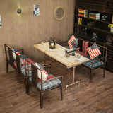 美式复古LOFT工业风铁艺沙发做旧咖啡厅酒吧桌椅卡座沙发组合