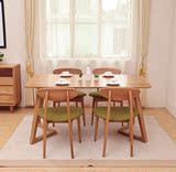 北欧餐桌椅组合 全实木日式原木色饭桌小户型白橡木餐桌长方形6人